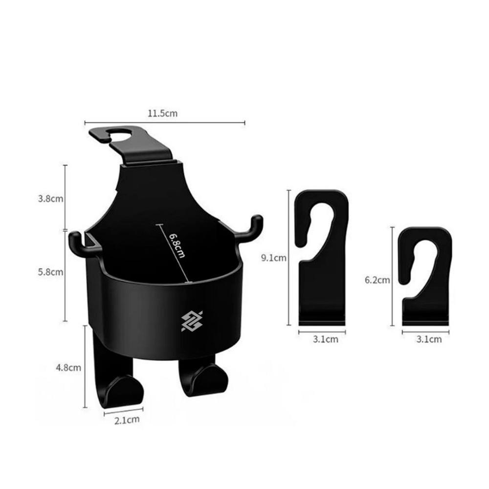 Gancho Multiuso Veicular Porta Copos - Preto - 4