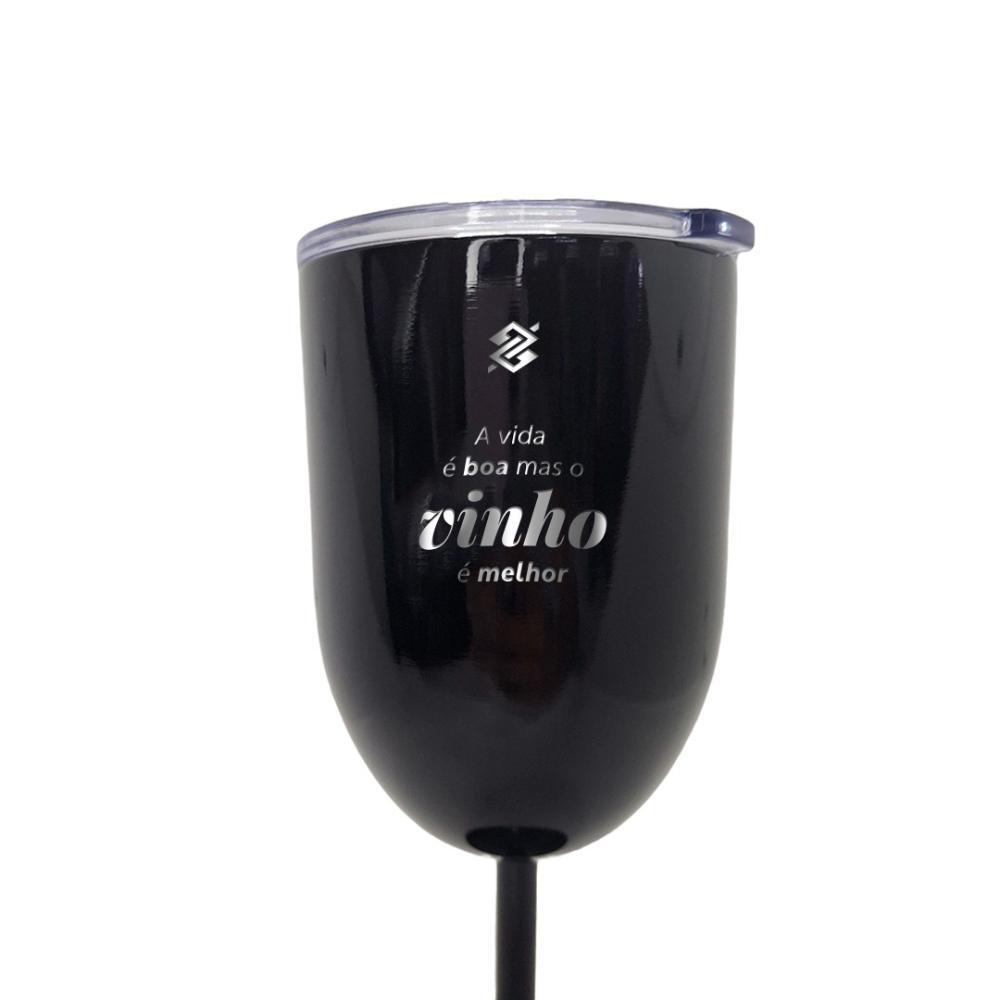 Taça Térmica Com Parede Dupla Em Inox 450ml - Preta Escritas de Vinho - 2