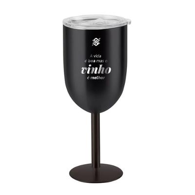 Taça Térmica Com Parede Dupla Em Inox 450ml - Preta Escritas de Vinho