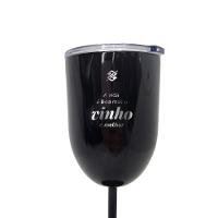 Taça Térmica Com Parede Dupla Em Inox 450ml - Preta Escritas de Vinho - 2