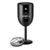 Taça Térmica Com Parede Dupla Em Inox 450ml - Preta Escritas de Vinho - 3