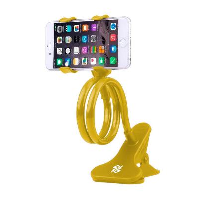Suporte Comprido Flexível de Celular com Prendedor Articulado para Cama e Mesa Amarelo