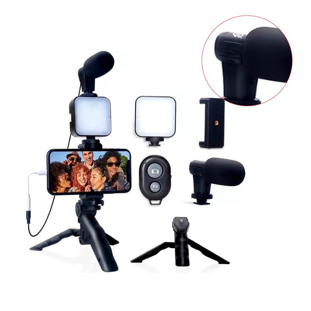 Kit Gravação 4 Em 1 Com Controle Remoto Suporte Celular LED E Microfone - 2