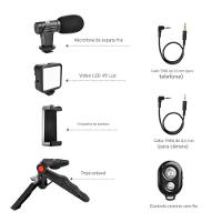 Kit Gravação 4 Em 1 Com Controle Remoto Suporte Celular LED E Microfone - 1