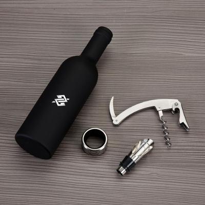 Kit Vinho com Case Garrafa 04 Peças - Preto