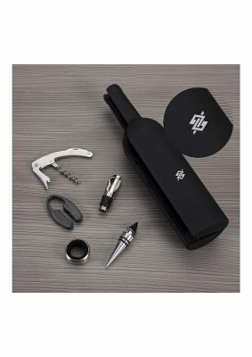 Kit Vinho com Case Garrafa 05 Peças - Preto