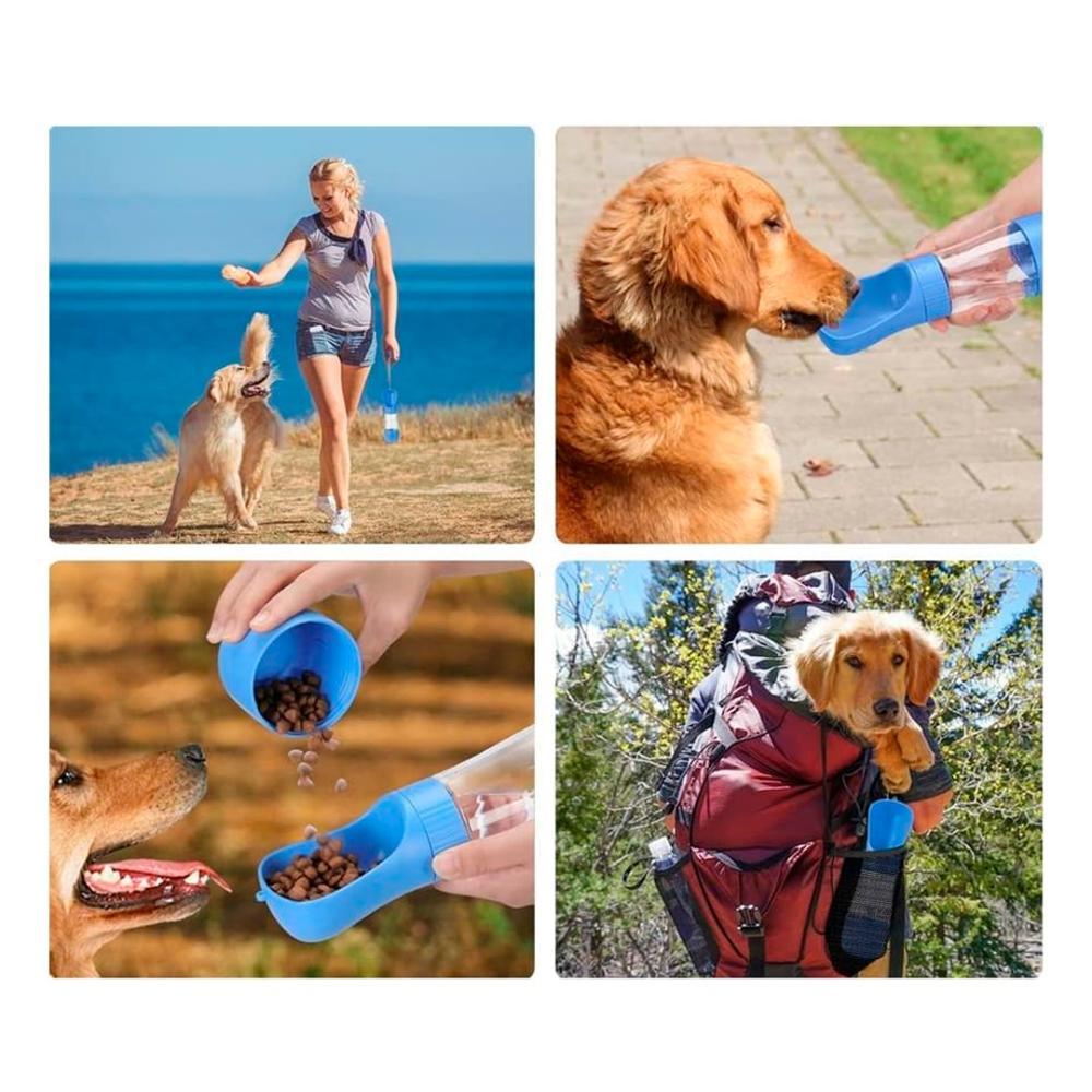 Garrafa Bebedouro Pet Portátil 2 em 1 Água e Ração - Azul - 3