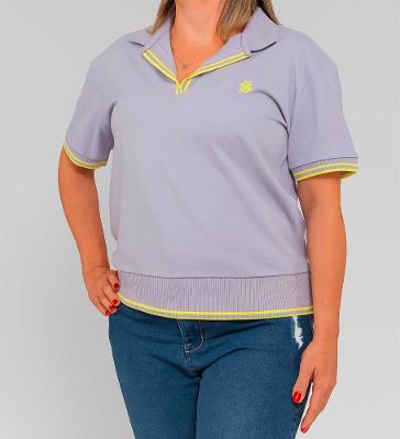 Camiseta Polo Feminina Lilás - Linha Premium Coleção Loja BB - Produto Sustentável
