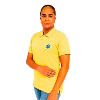 Camiseta Polo Pique Bordada Premium Feminina Amarela - 1