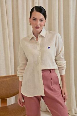 Camisa Feminina Clássica de Linho Puro - Linha Premium Feminina