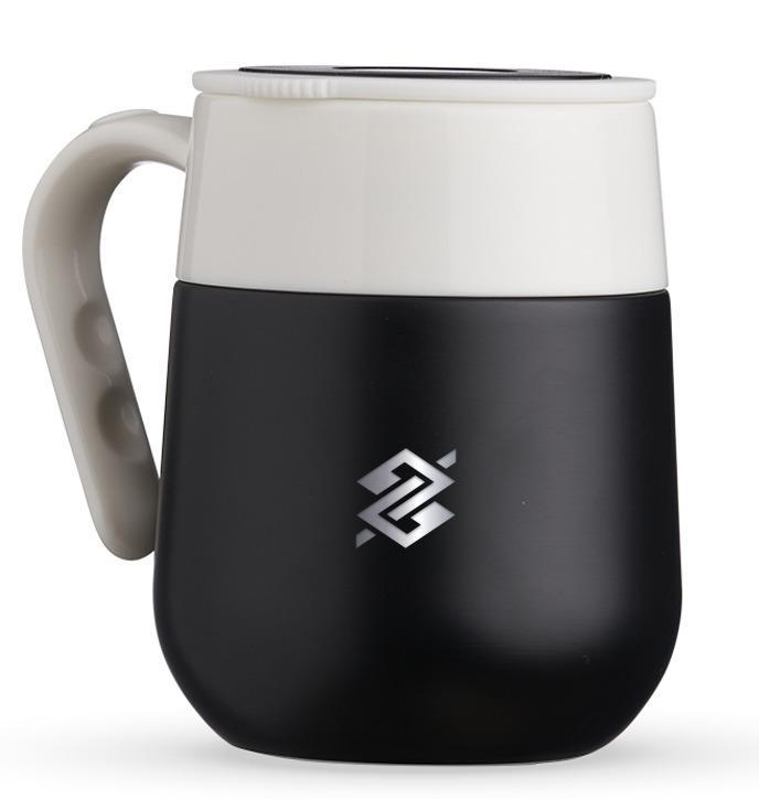 Caneca Térmica Inox 500ml com Display LED - Preta e Branco - 1