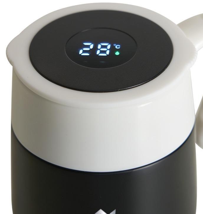 Caneca Térmica Inox 500ml com Display LED - Preta e Branco - 2