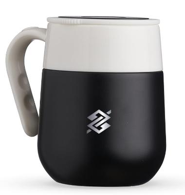 Caneca Térmica Inox 500ml com Display LED - Preta e Branco