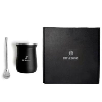 Kit Cuia Térmica Em Aço Inox Com Bomba - Preto 300ML - BB SEGUROS