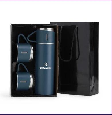 Kit Garrafa Térmica 450ml com Duas Xícaras - BB SEGUROS