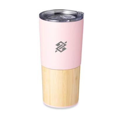 Copo Térmico 600ml em Inox com Detalhe em Bambu e Tampa Acrílica