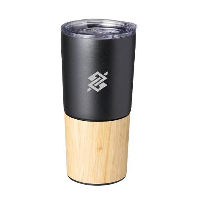 Copo Térmico 600ml em Inox com Detalhe em Bambu e Tampa Acrílica
