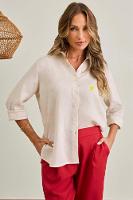 Camisa Feminina 100% Linho Off White - Linha Premium Feminina - 1