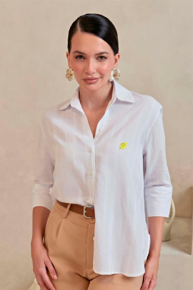 Camisa Feminina Manga 3/4 Branca - Linha Premium Feminina - 1