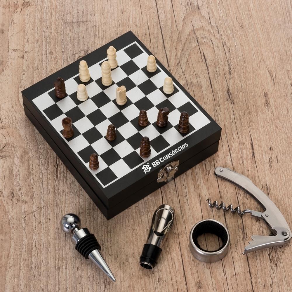 Kit Vinho Xadrez 4 peças Bambu - BB CONSÓRCIOS - 1