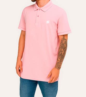 Camiseta Polo Linha Premium Masculina Rosa - Coleção Loja BB - Produto Sustentável