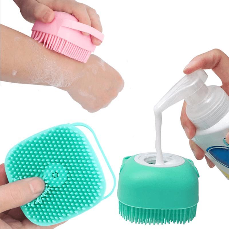 Esponja de Silicone P/ Banho Massageador Dispenser Shampoo - 3