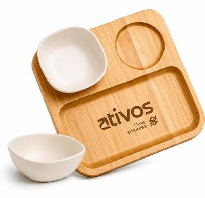 Kit Petisco e Patê em Bambu/Fibra 3 pçs = Ativos