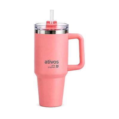 Caneca Térmica 1,2L - Ativos Cor:Rosa;Tamanho:1,2