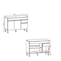 Balcão 3 Portas 1 Gavetas com Tampo 120cm Line Kits Paraná - 3