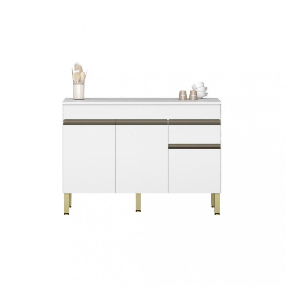 Balcão 3 Portas 1 Gavetas com Tampo 120cm Line Kits Paraná - 1