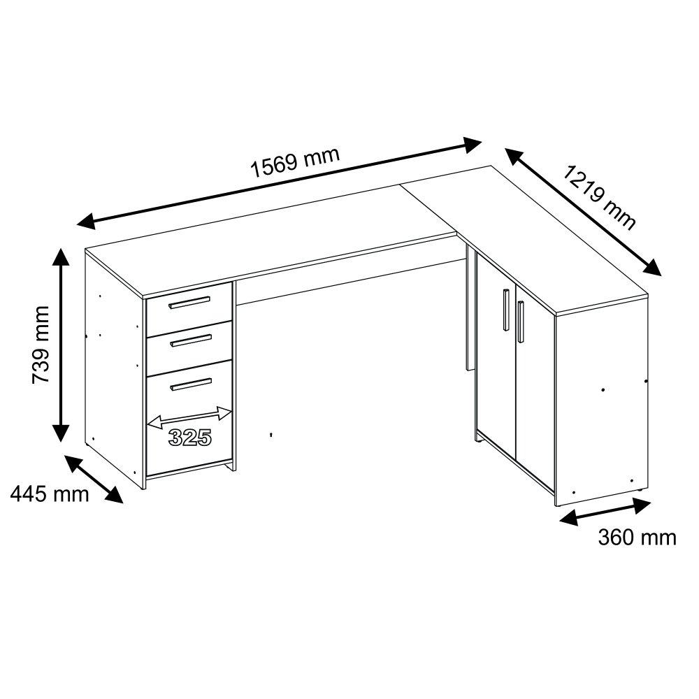 Mesa para Computador de Canto 2 Gavetas Office Notável Móveis - 3