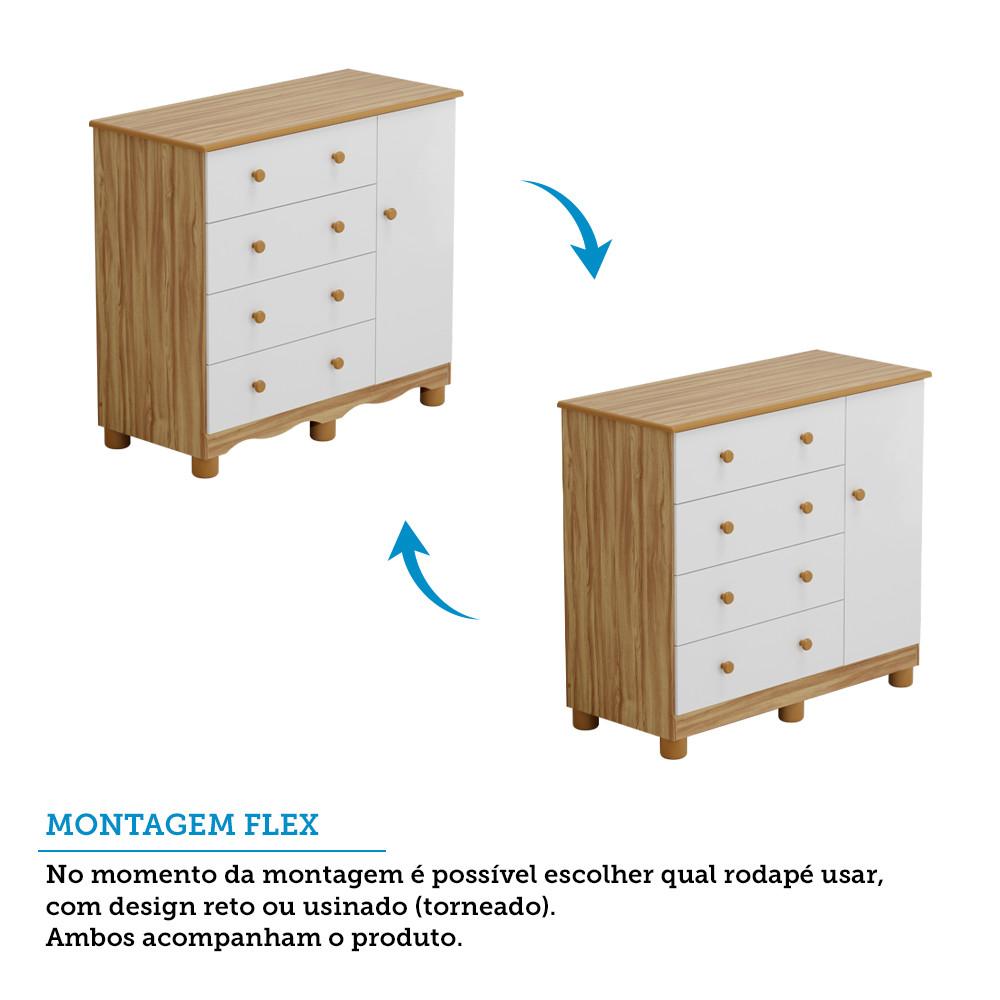 Cômoda 4 Gavetas 1 Porta Junior Móveis Peroba - 5