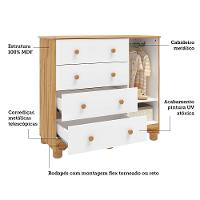 Cômoda 4 Gavetas 1 Porta Junior Móveis Peroba