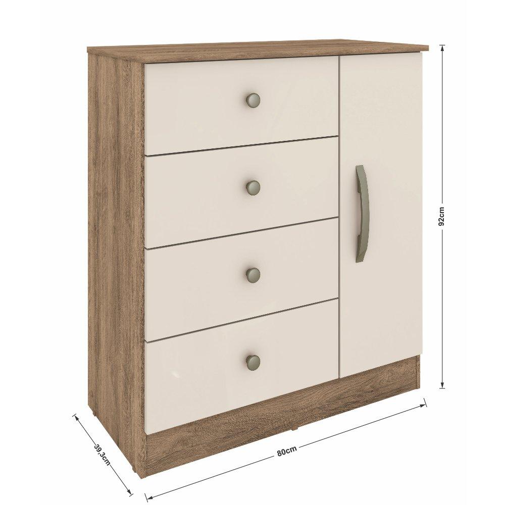 Cômoda 1 Porta 4 Gavetas Lisboa Móveis Sul - 2