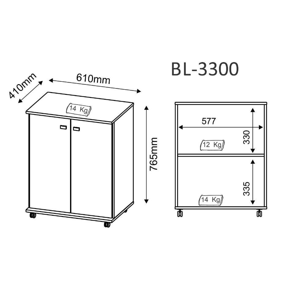 Balcão Baixo 2 Portas 1 Prateleira BL3300 Tecno Mobili - 3