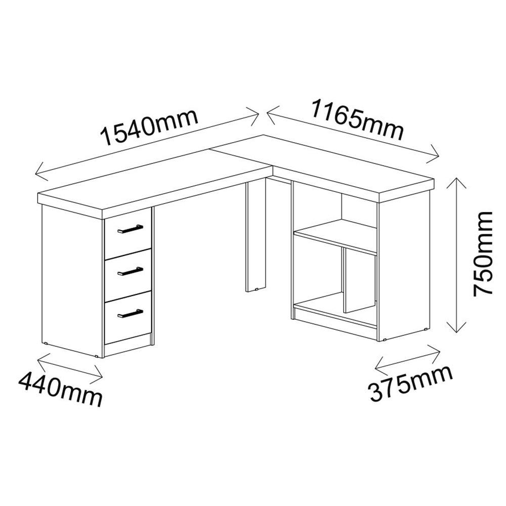 Escrivaninha 3 Gavetas com Nichos Flex Mali Artany - 4