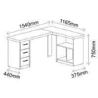 Escrivaninha 3 Gavetas com Nichos Flex Mali Artany - 4