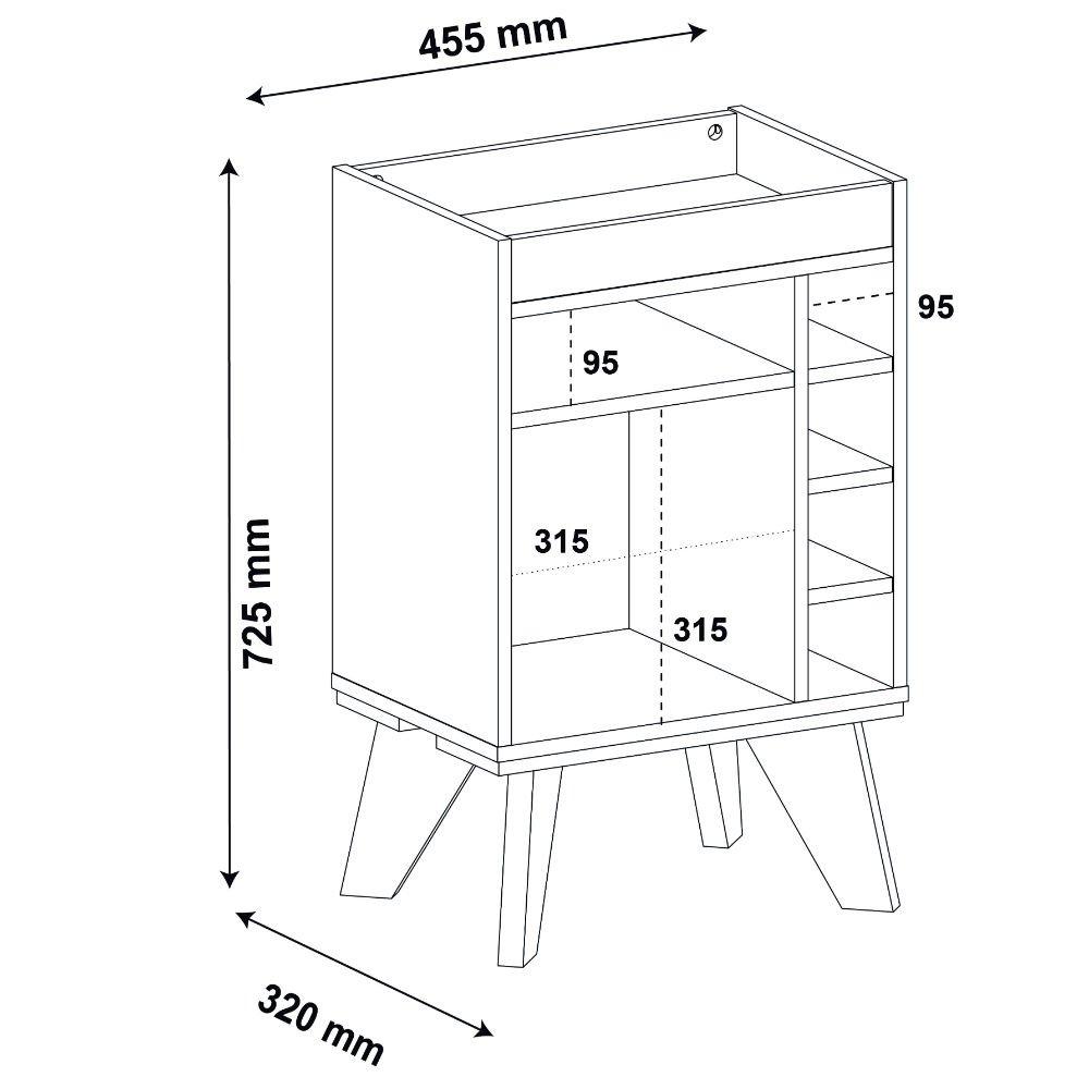 Aparador Bar com Adega 4 Garrafas e Espelho Drink Artely - 5