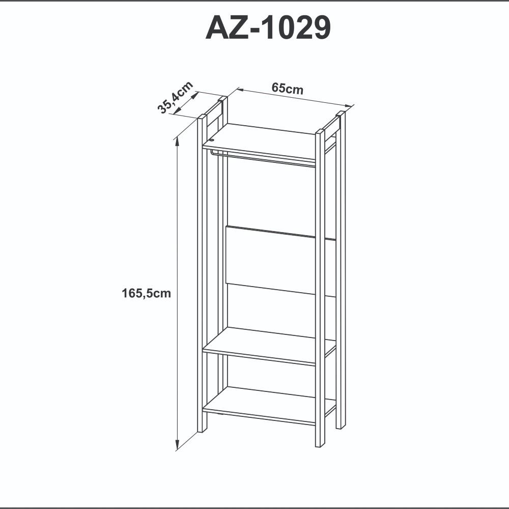 Armário Closet 3 Prateleiras e 1 Cabideiro Az-1029 Tecnomobili - 5