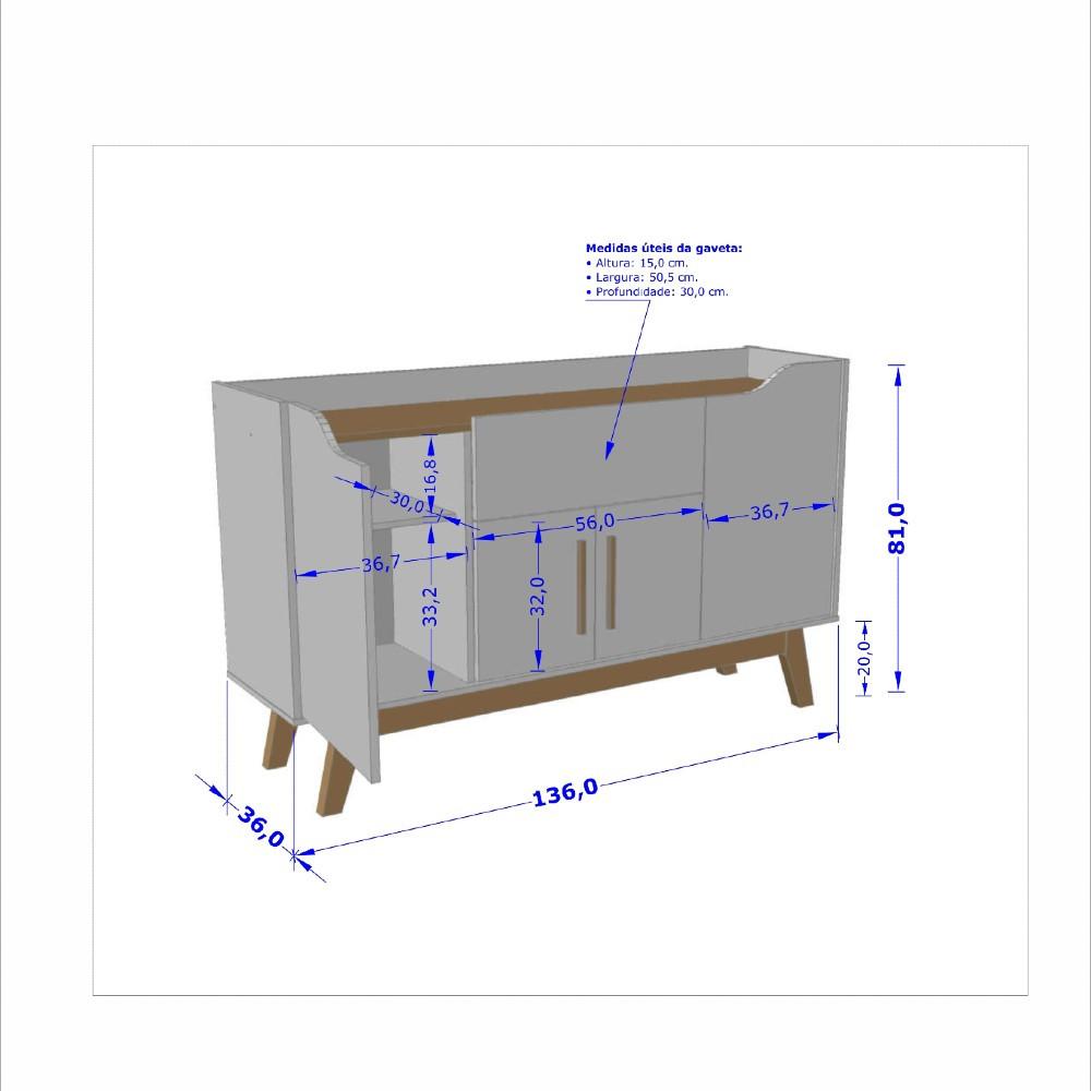 Aparador Buffet 4 Portas 1 Gaveta Future Bechara - 4