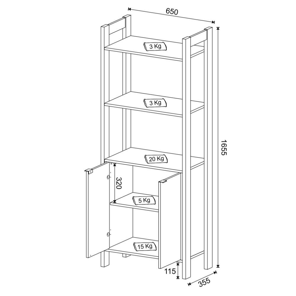 Armário 2 Portas 2 Prateleiras AZ1009 Tecnomobili - 3