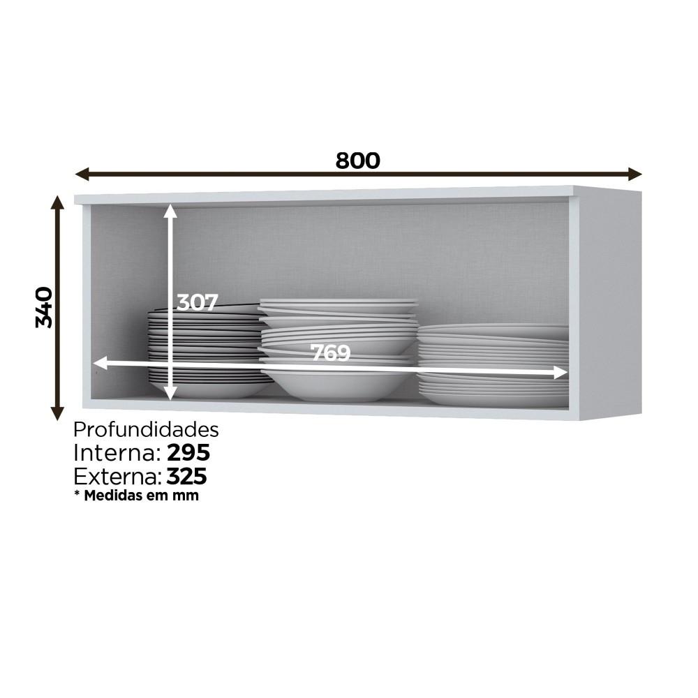 Armário Aéreo 1 Porta 80cm Americana Henn - 3