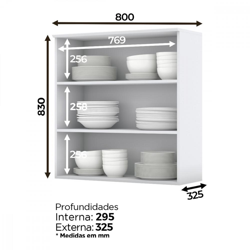 Armário Aéreo 2 Portas com Vidro C366 Americana Henn - 3