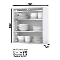 Armário Aéreo 2 Portas com Vidro C366 Americana Henn - 3