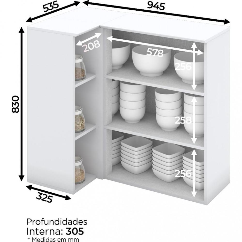 Armário Aéreo de Canto Reto 1 Porta C359 Americana Henn - 3