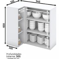 Armário Aéreo de Canto Reto 1 Porta C359 Americana Henn - 3