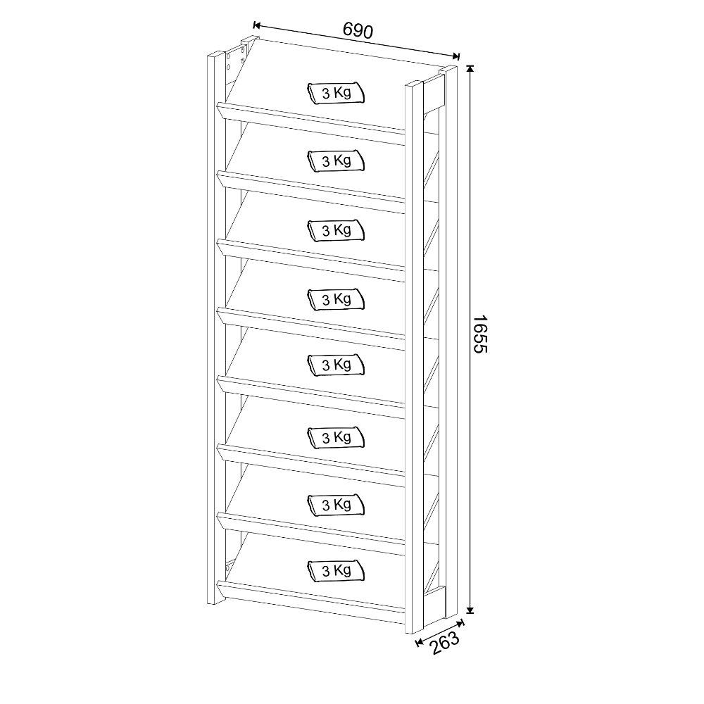 Sapateira 8 Prateleiras AZ1006 Tecnomobili - 3