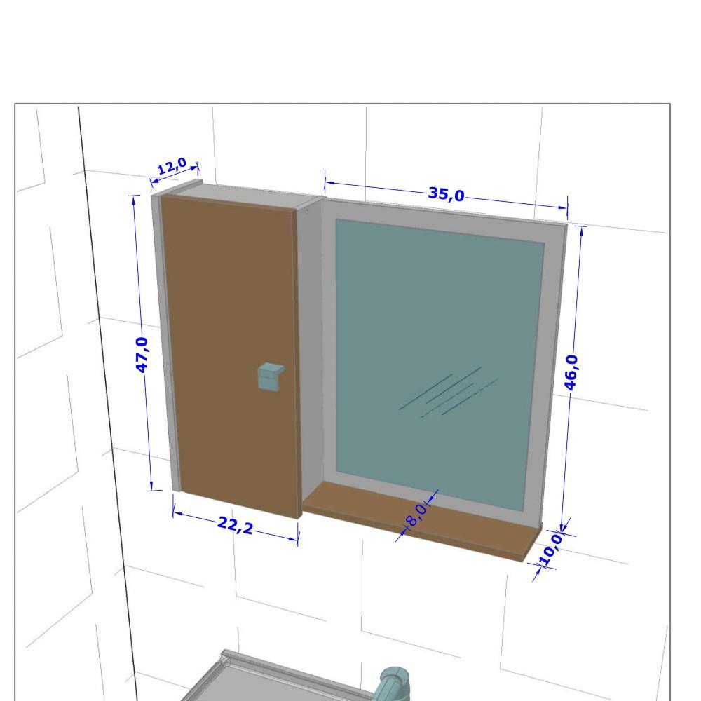 Armário Espelheira 1 Porta Gênova Bechara - 3