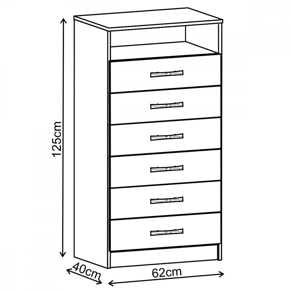 Cômoda 6 Gavetas 1 Nicho Maxi Evidência Móveis - 3