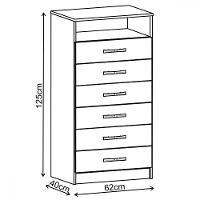 Cômoda 6 Gavetas 1 Nicho Maxi Evidência Móveis - 3